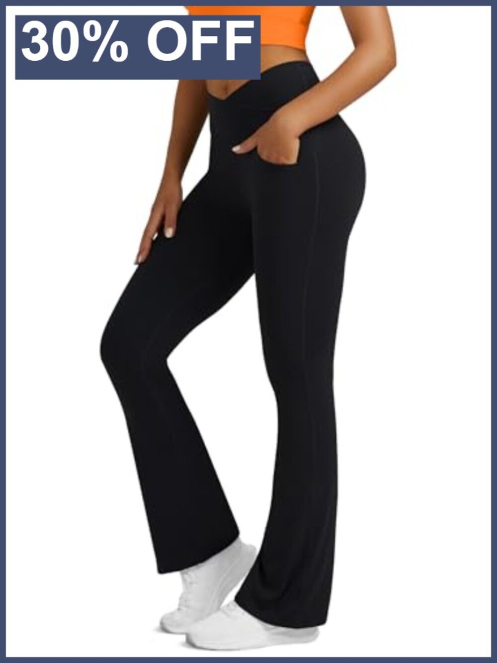 Flare Leggings High Waisted Crossover Yoga Pants with Pockets